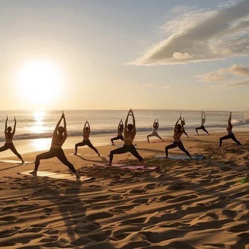 Yoga class on the beach